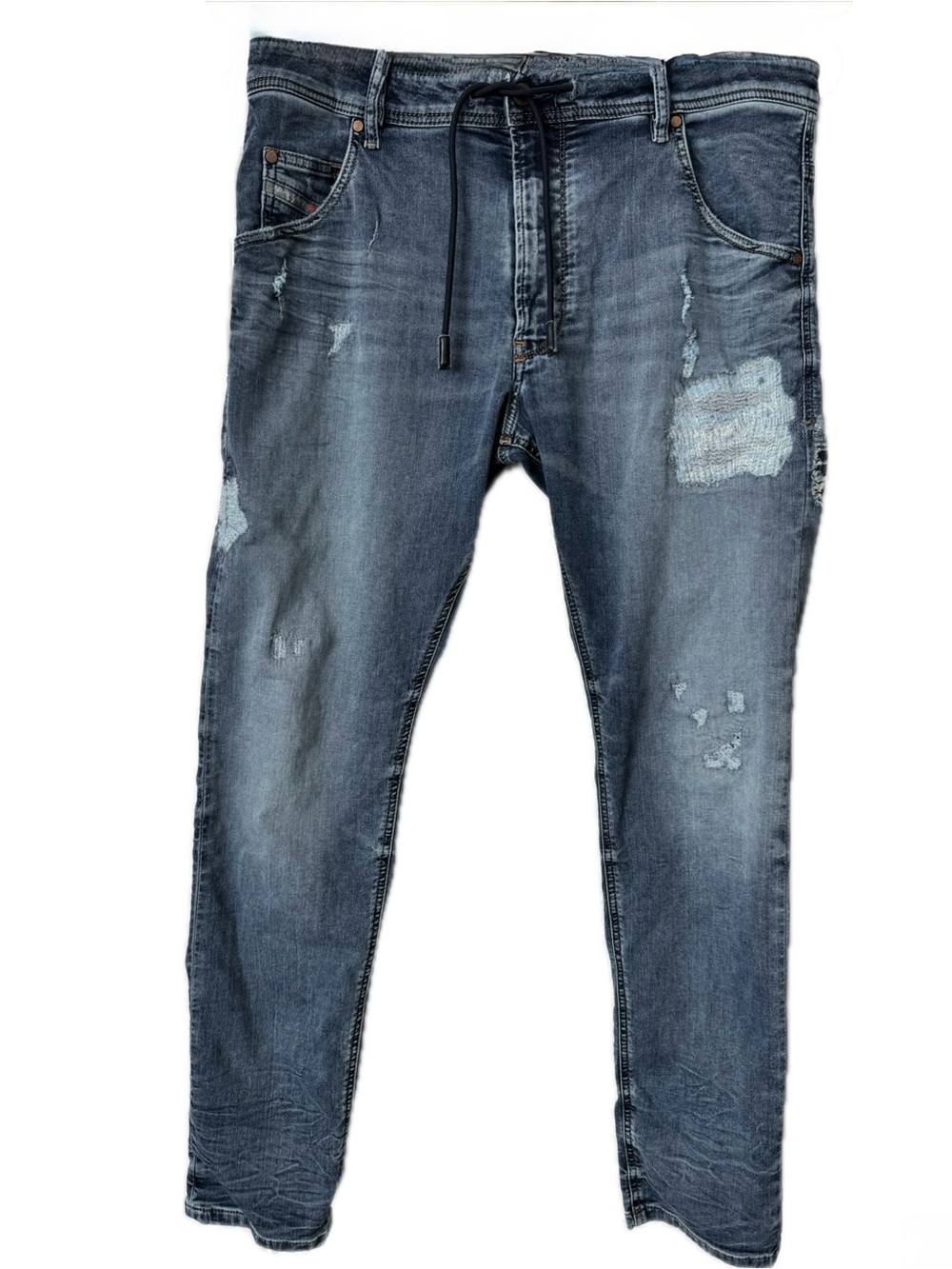 Diesel Slim Straight Distressed Blue Jeans